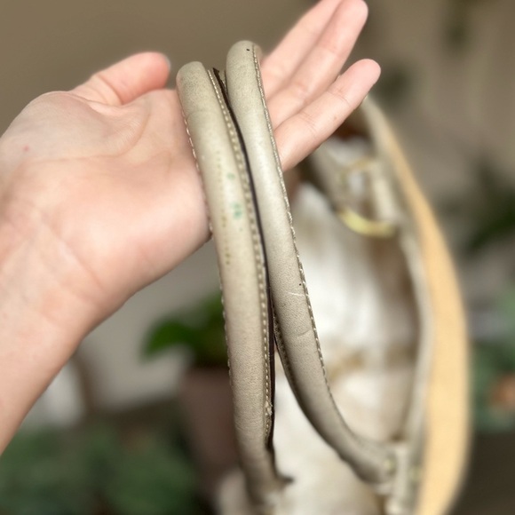 Coach Bleeker Natural Straw Metallic Bronze Floral Embroidered Logo Tote! - Picture 4 of 10